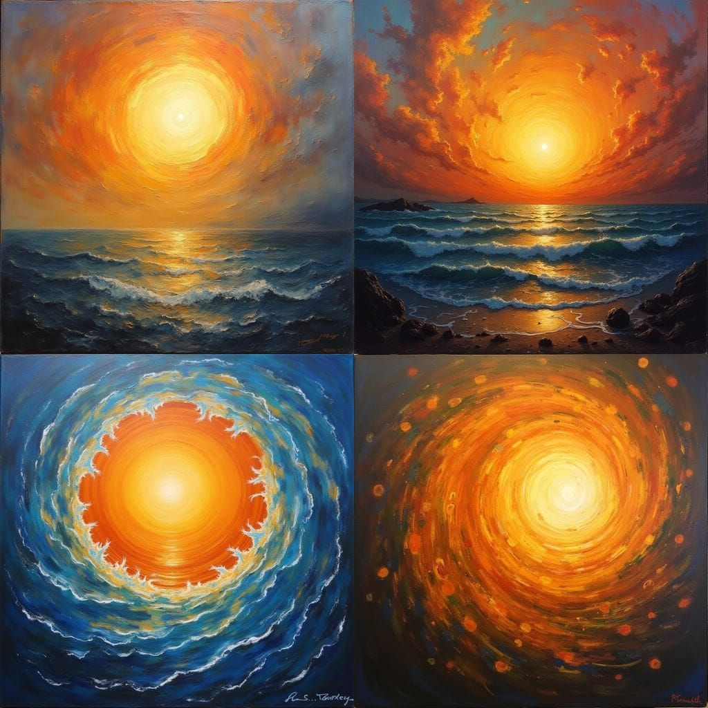A Swirling Sun in Vibrant Oil Paints
