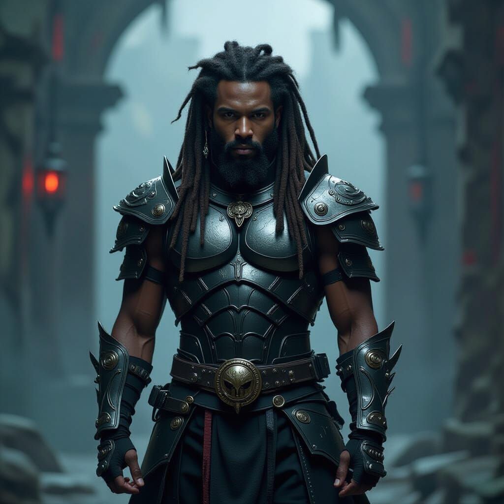 Armored Man in Demonic Landscape: Abstract Contemporary Art