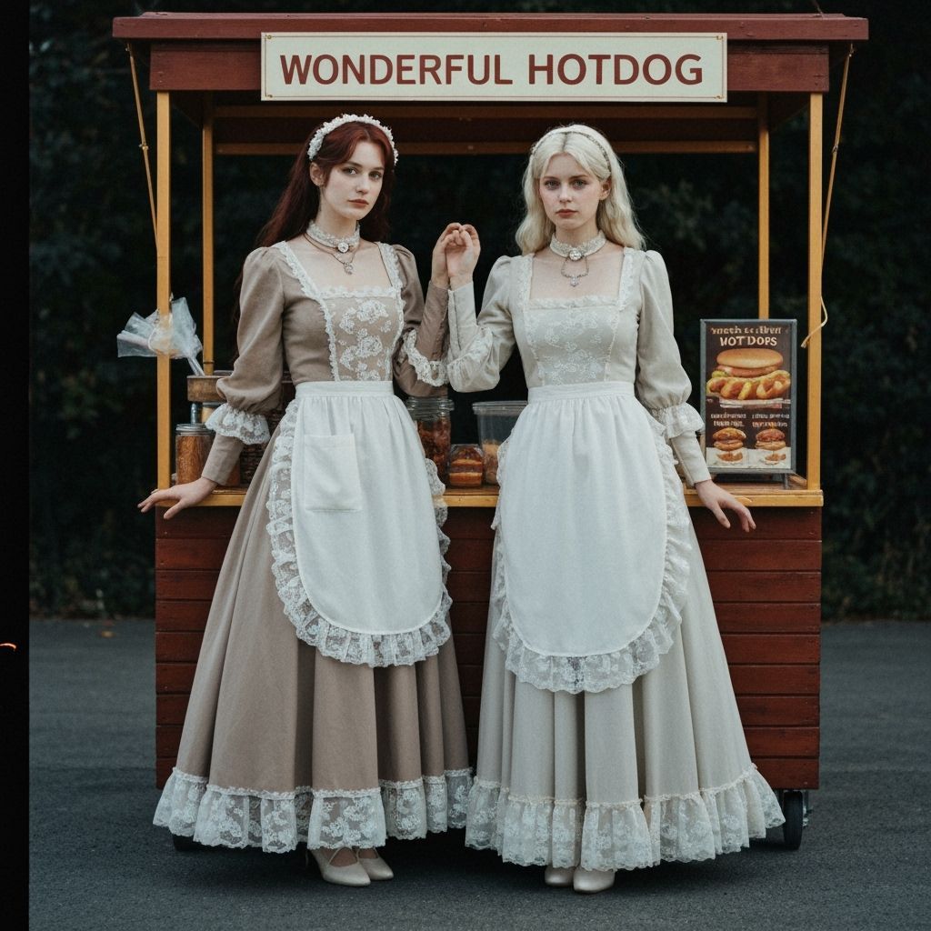 Ethereal Immortals Serve Hotdogs in Pre-Raphaelite Style