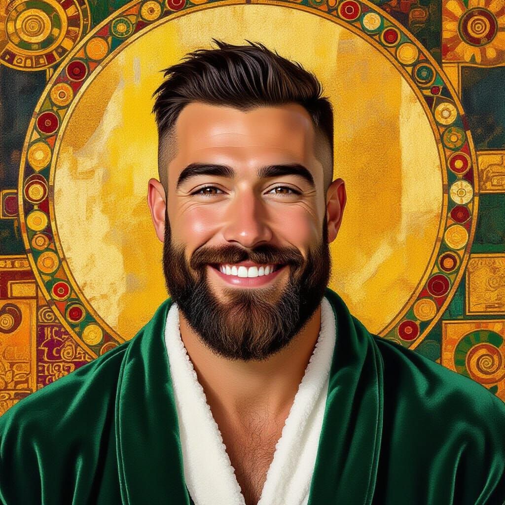 Warm Portrait with Klimt-Inspired Impressionist Style