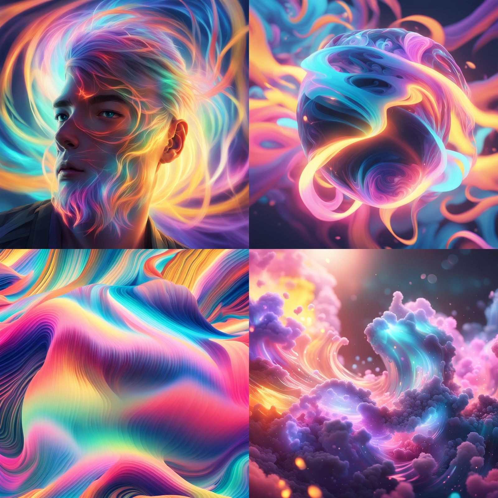 Vibrant Interblended Color Wave in 3D Anime Art