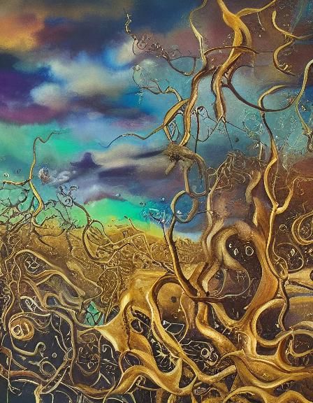 Surreal Melting Couple in Dreamlike Oil Painting