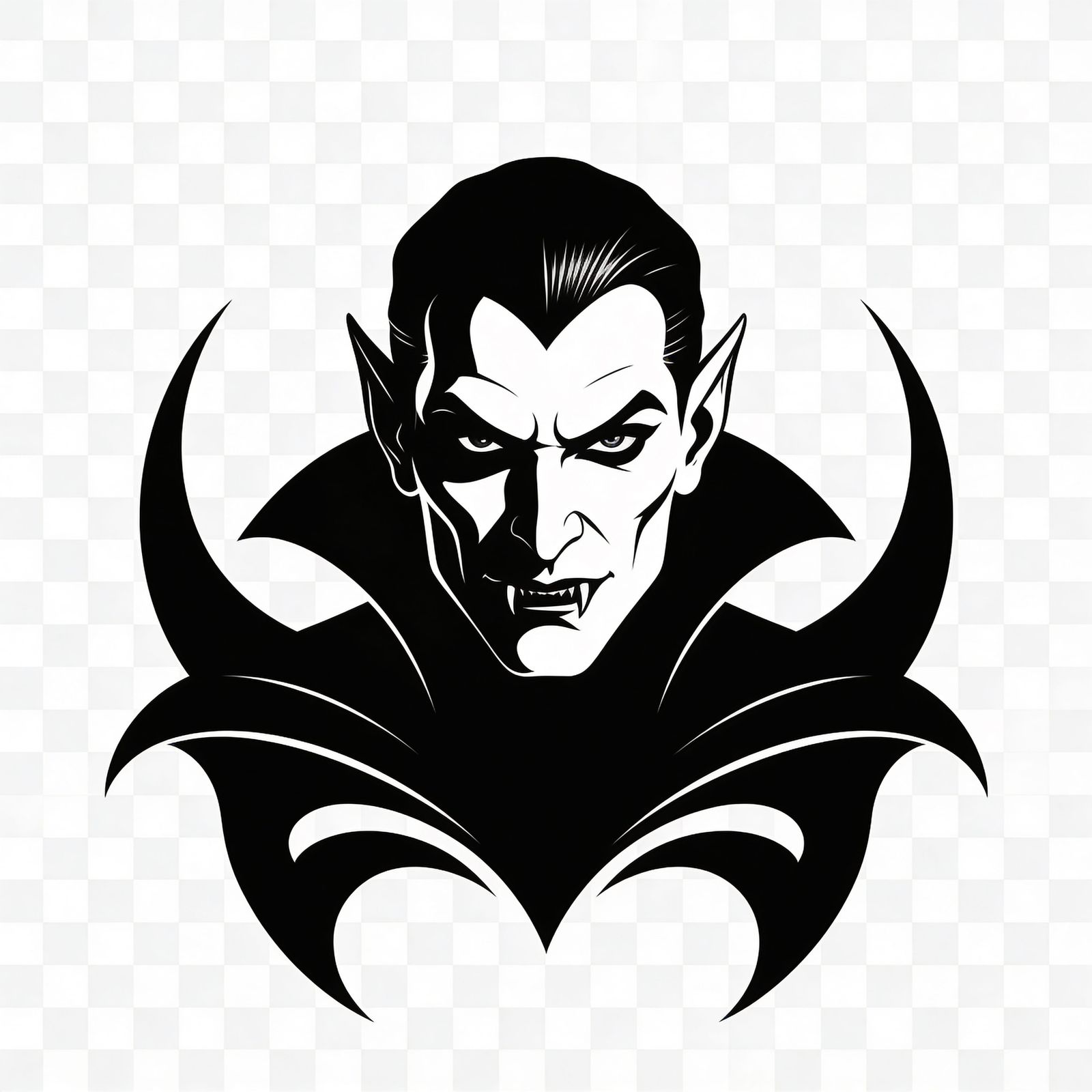 Minimalist Black and White Dracula Silhouette Vector Art