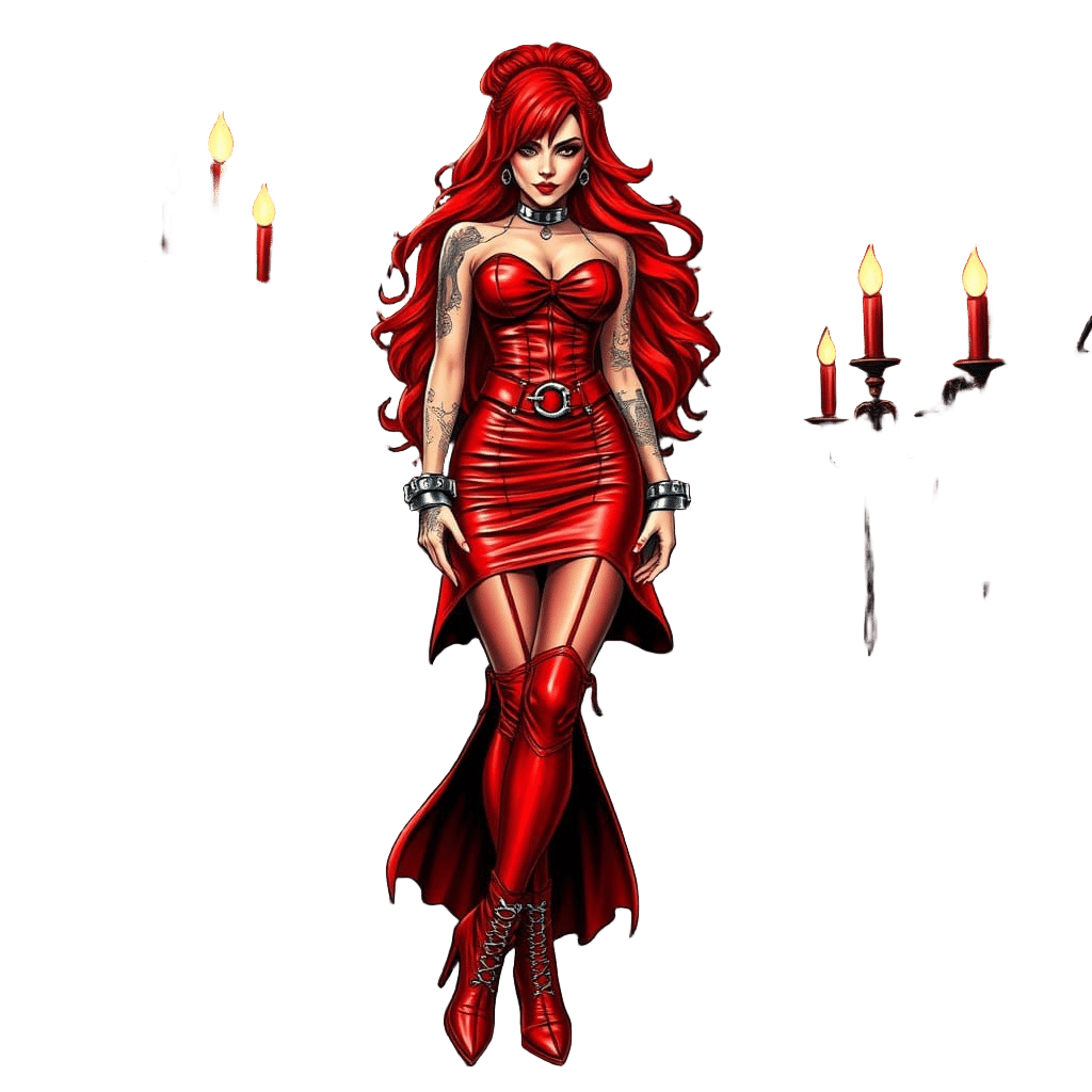 Cyberpunk Goddess in Red Leather