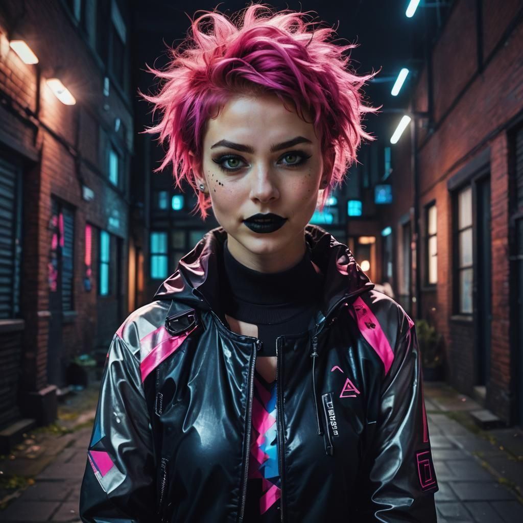 Punk Girl in School Courtyard: Pop Art Screen Print