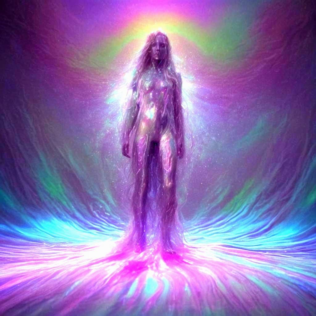 Ethereal Humanoid in Iridescent Light