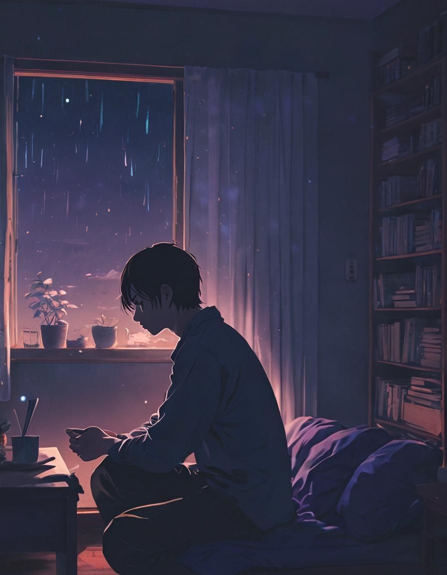 Heart-Wrenching Anime Scene in Watercolor Style