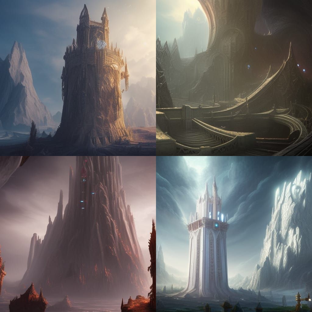 Fantastical White Time Tower Concept Art