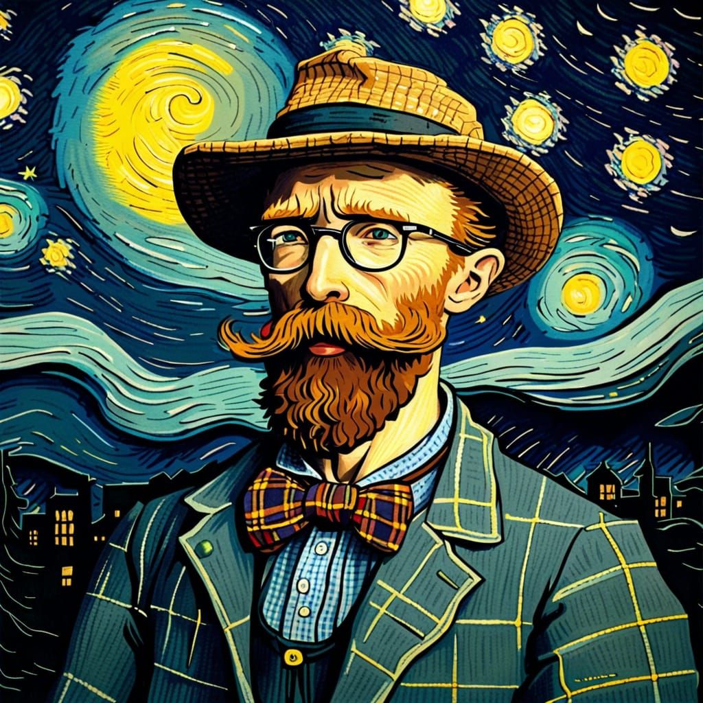Hipster Self-Portrait in Van Gogh Style