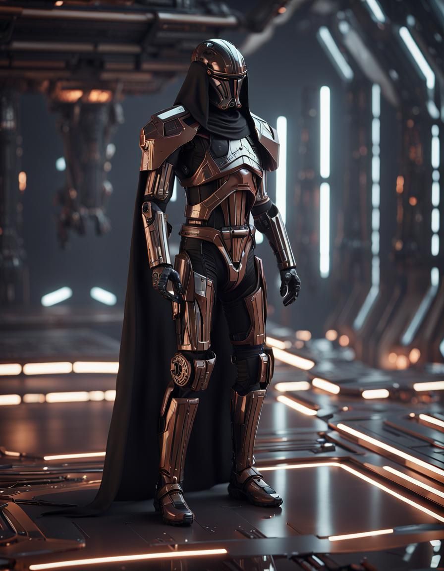 Dark Jedi in Futuristic Armor, Sci-Fi Render