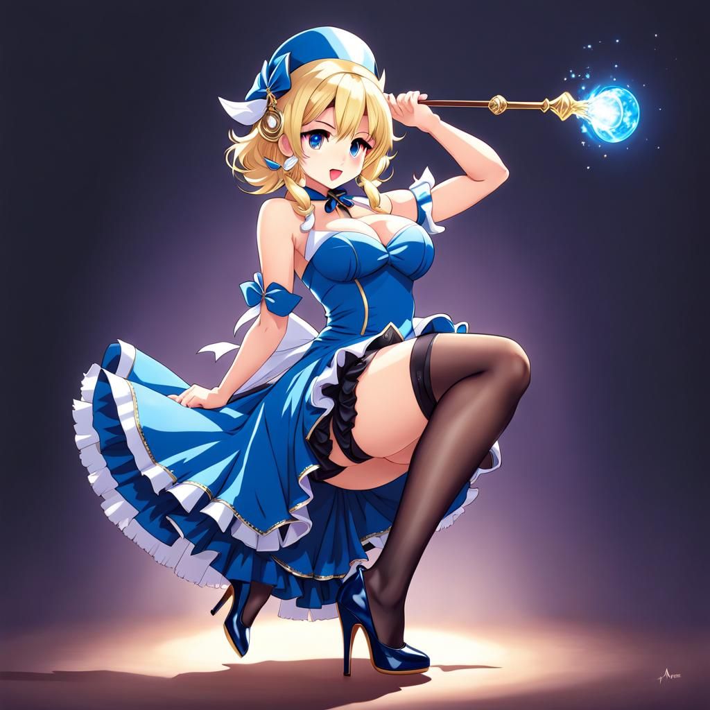 Fantasy Mage Pinup in Anime Key Visual Style