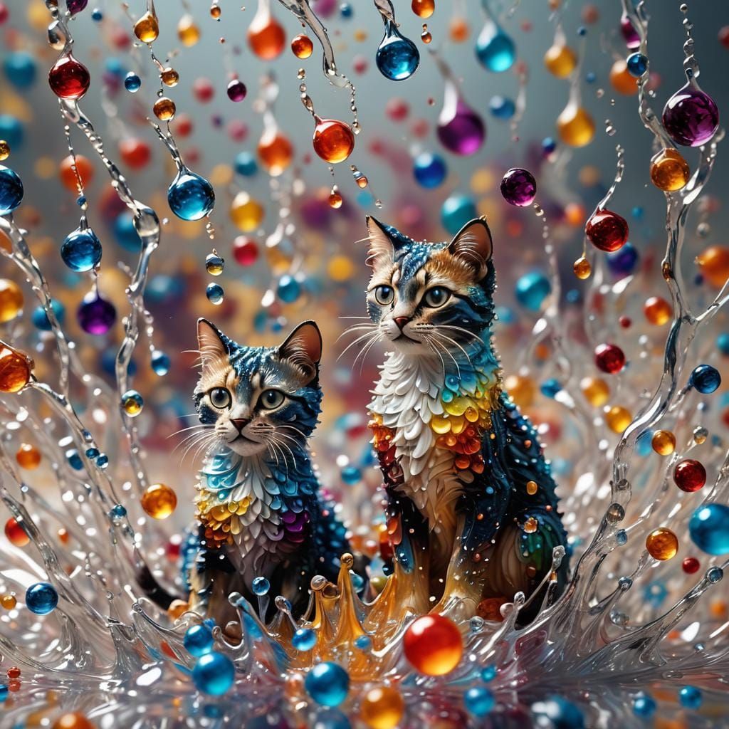 Exploding Cats: 3D Fractal Plasma Dewdrop Figurines