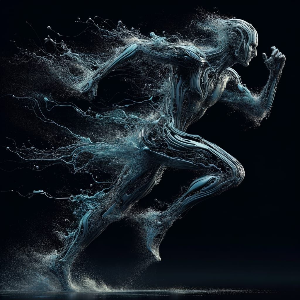 Interstellar Warrior Disintegrating in Water