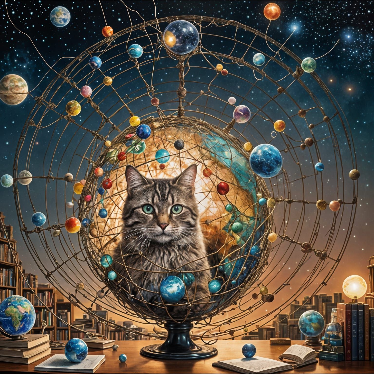 Hyperrealistic World Wide Web in Alcohol Ink Style