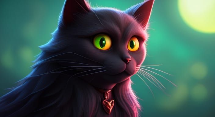 Spooky Gothic Black Cat in 3D Digital Art