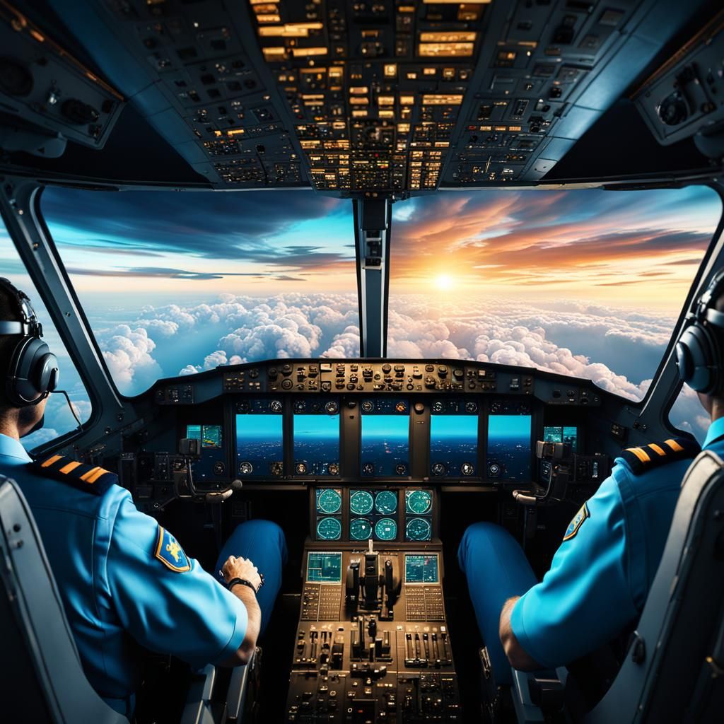 Airline Pilots Flying a KLM 737