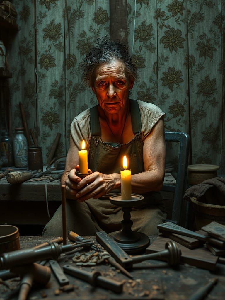 Overwhelmed Laborer in Timeless Toil