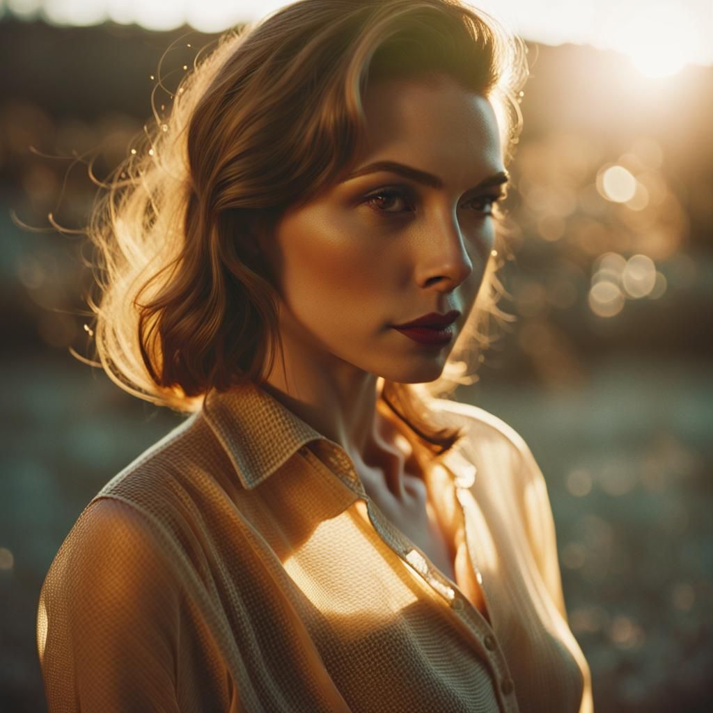 Sensual Woman in Golden Hour Lighting