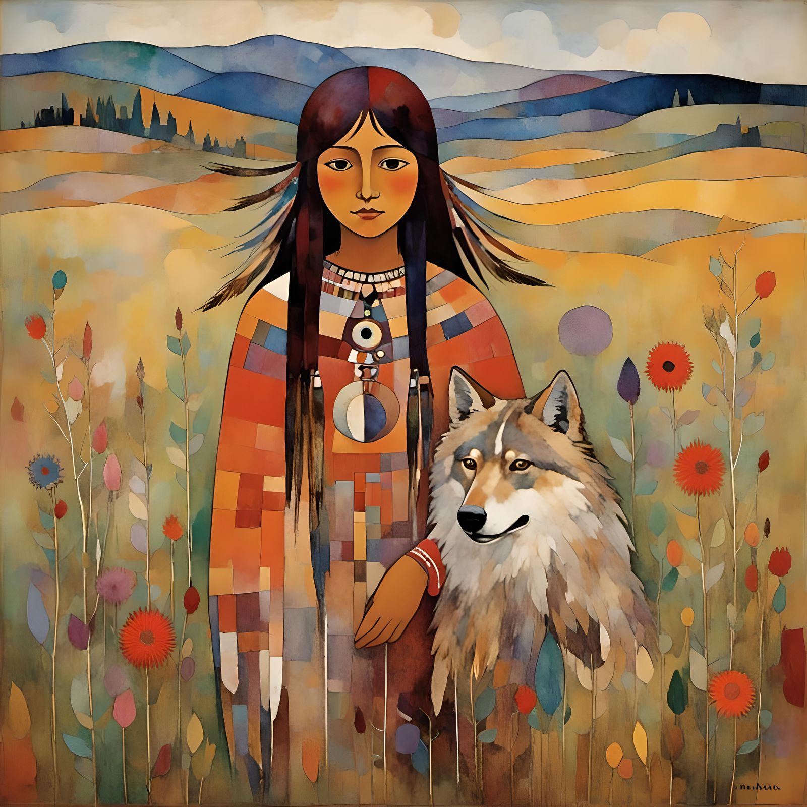 Lakota Girl and Chief: A Native American Portrait