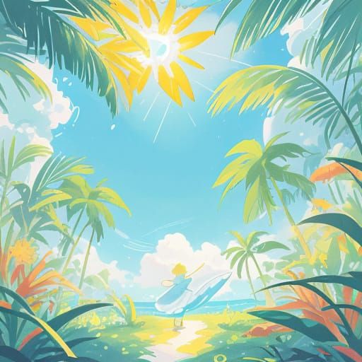 Serene Oceanic Sunset in Modernist Style