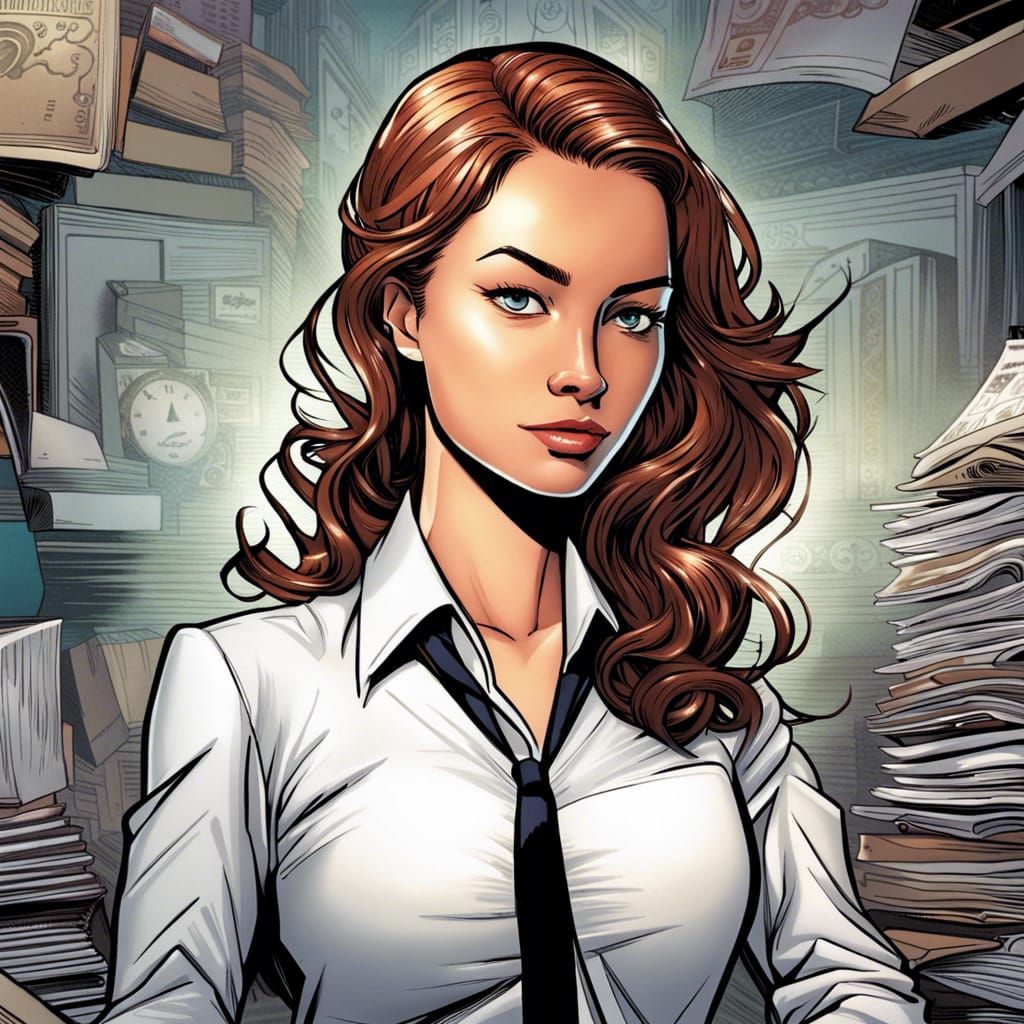 Young Businesswoman in Comic Book Art Style