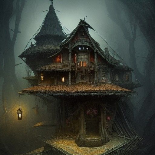 Baba Yaga's House: Dark Fantasy Concept Art