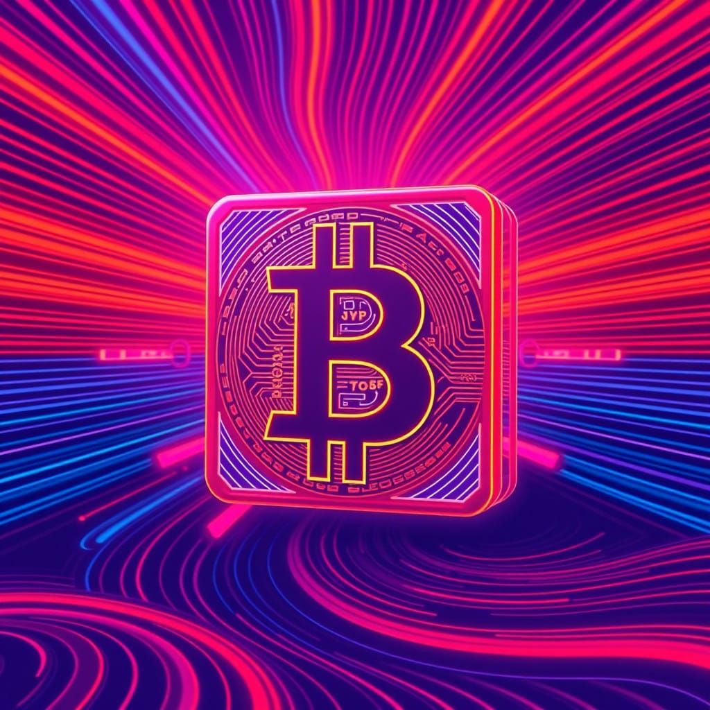 Cyberpunk Bitcoin Head in Neon Hues