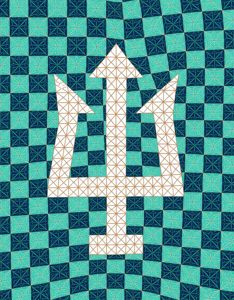 Geometric Tessellation of Neptune's Trident and Seaweed