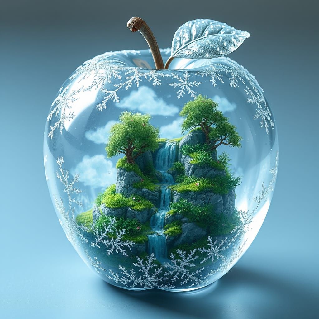 Glass Apple Containing Miniature Dreamworld