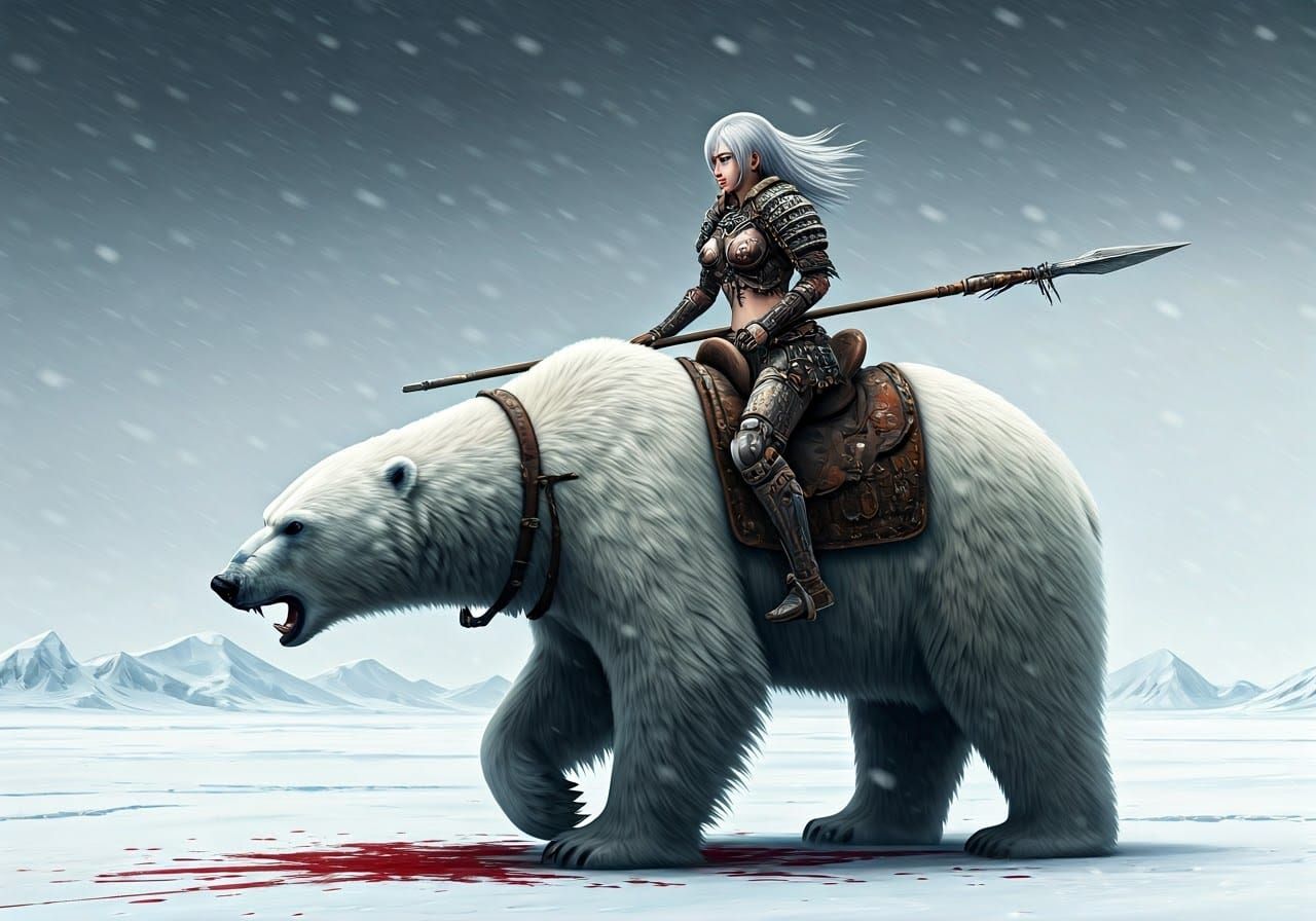 Asian Warrior Rides Ferocious Polar Bear into Battle