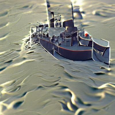 Warship in 1940 with 3D Rendering