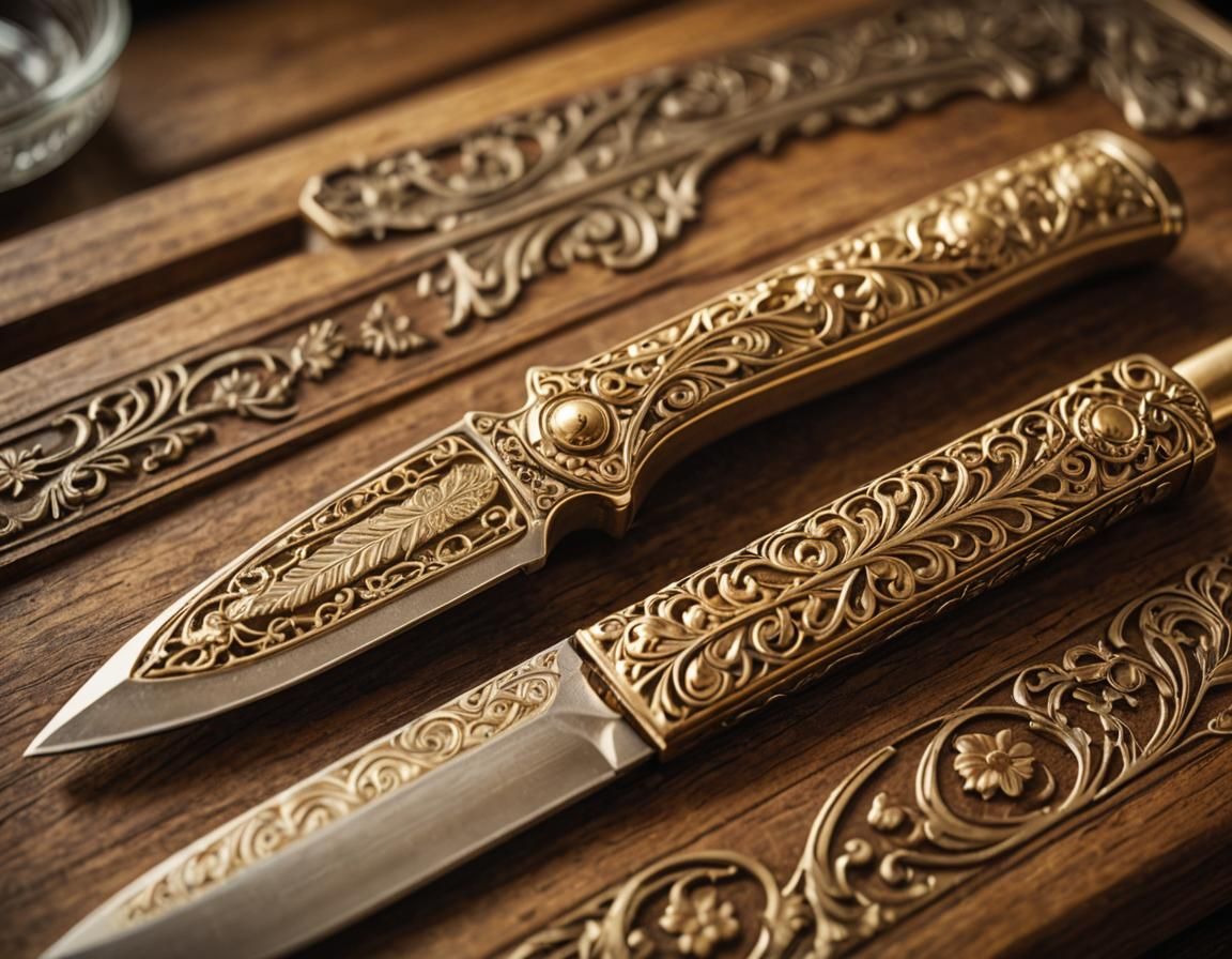 Luxurious Art Nouveau Switchblade with Delicate Filigree