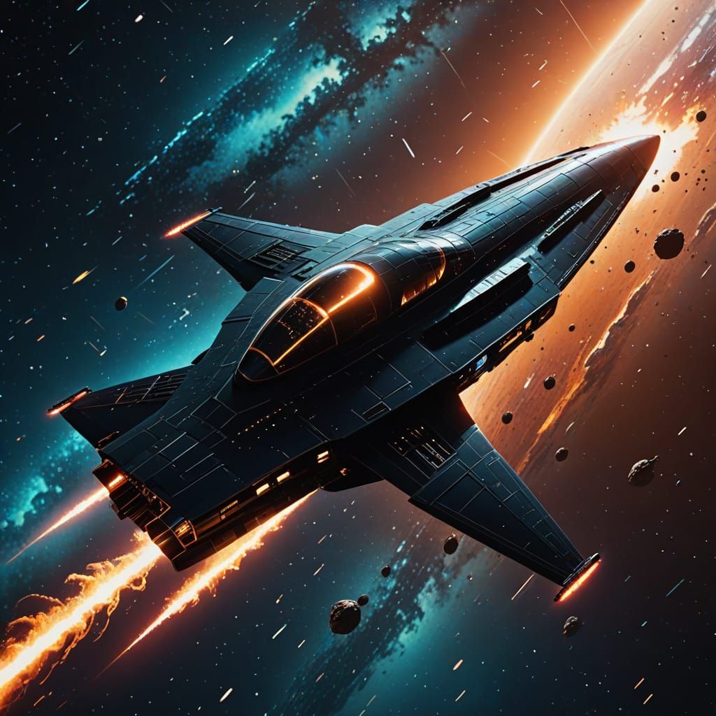 Galactic Metallic Star Cruiser in Cinematic Sci-Fi Style