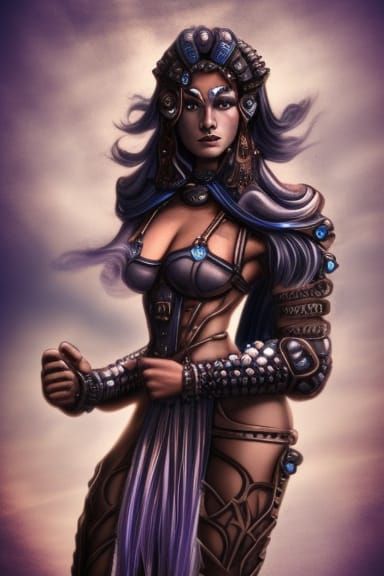 Dark Elf Steampunk Knight in Flames