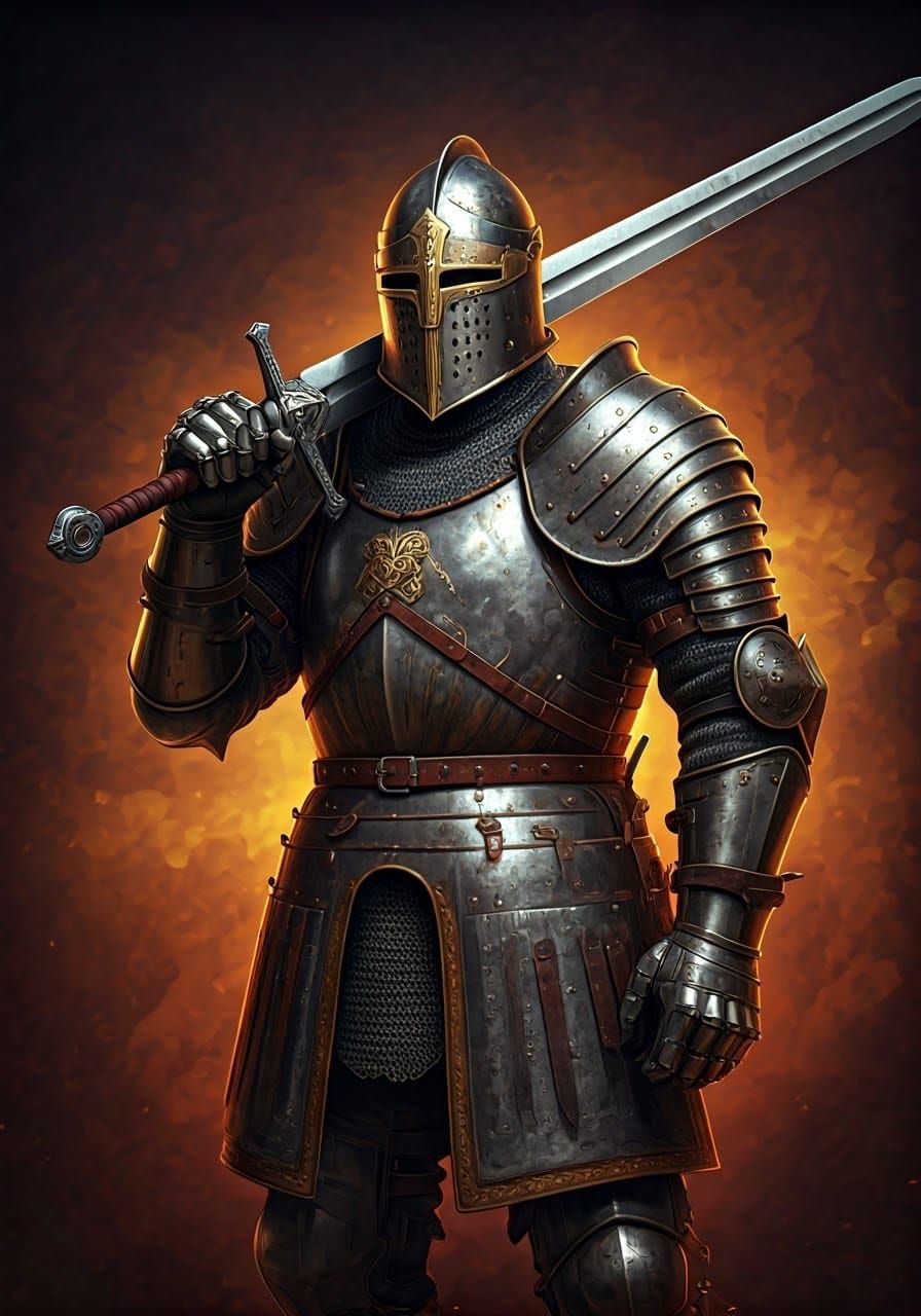 Guardian Knight with Longsword in Heroic Pose