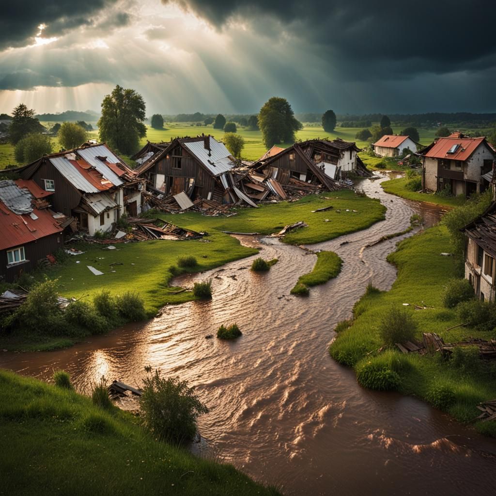 Dramatic Storm Aftermath: Houses Destroyed, Stream Overflowi...
