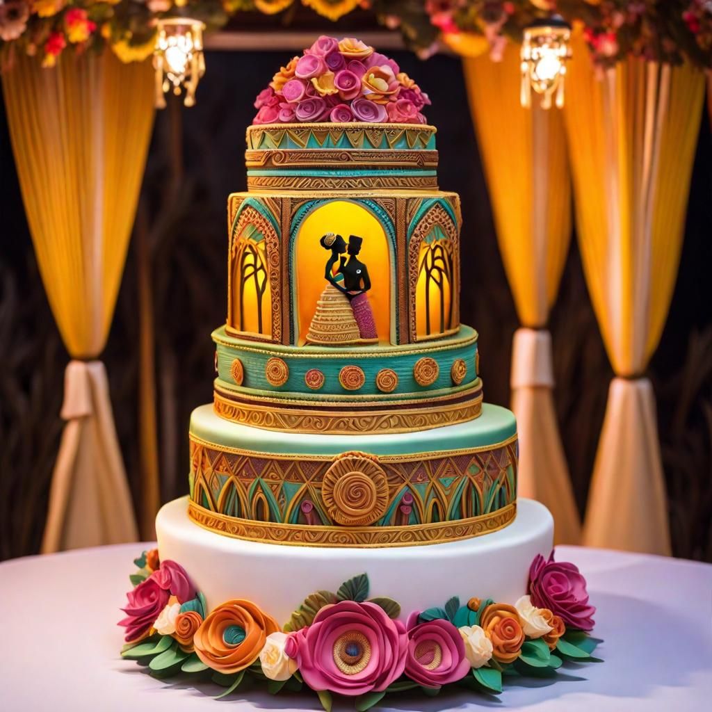 African Themed Wedding Cake