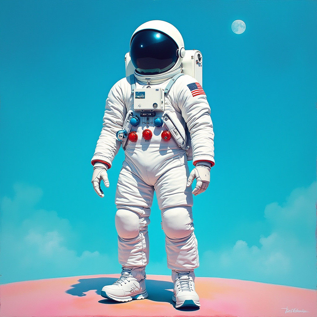 Astronaut in Spacesuit: Abstract Expressionist Style