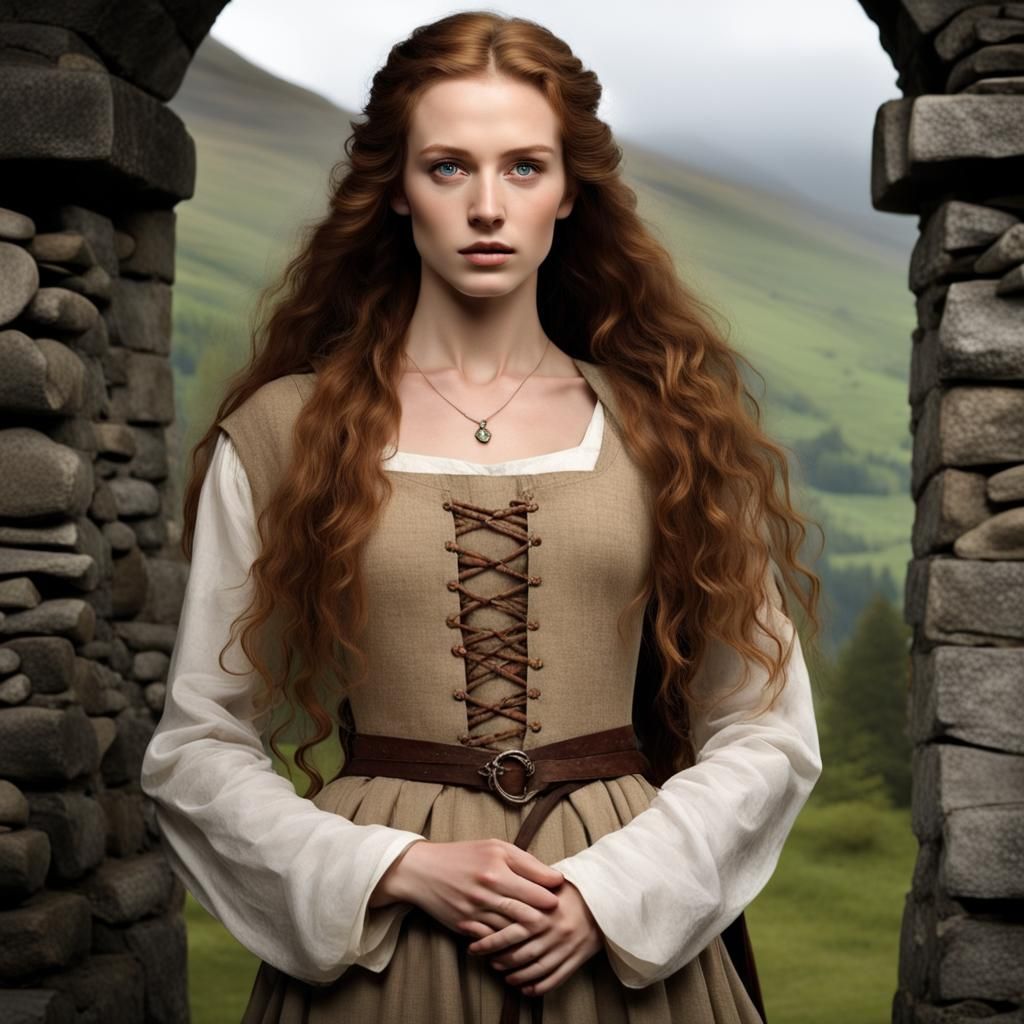 Medieval Scottish Woman Portrait in Highlands