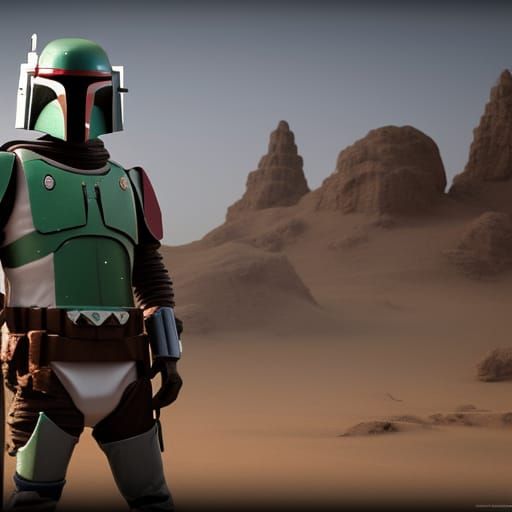 Sad Boba Fett Figurine in Cleancore Style