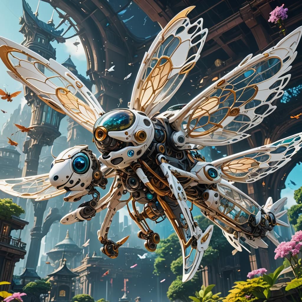 Anime Ornithopter: Detailed Matte Painting in 8K