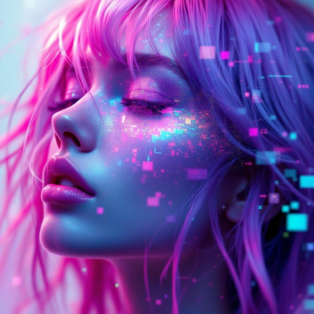 Cyberpunk Woman with Glitch Art Effects