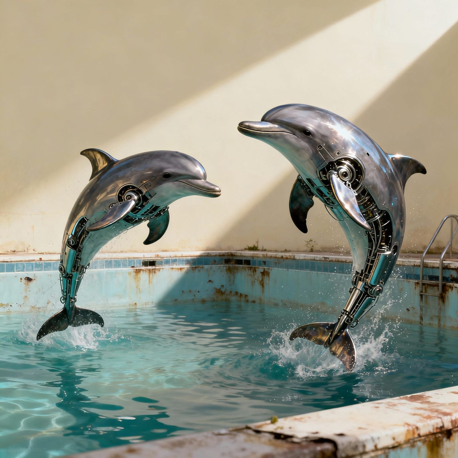 Surreal Bio-Mechanical Dolphins in Dali Style