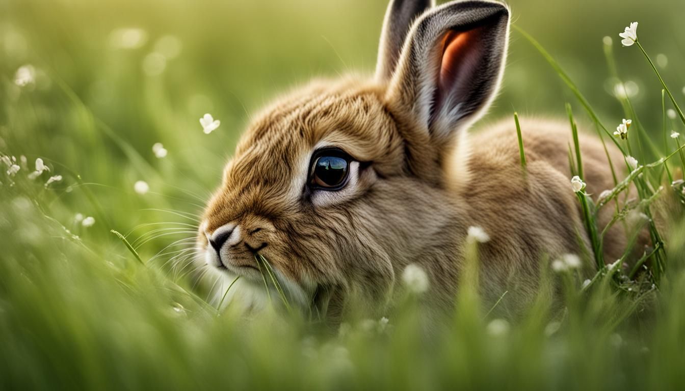 Cute Baby Hare Portrait in Natural Light