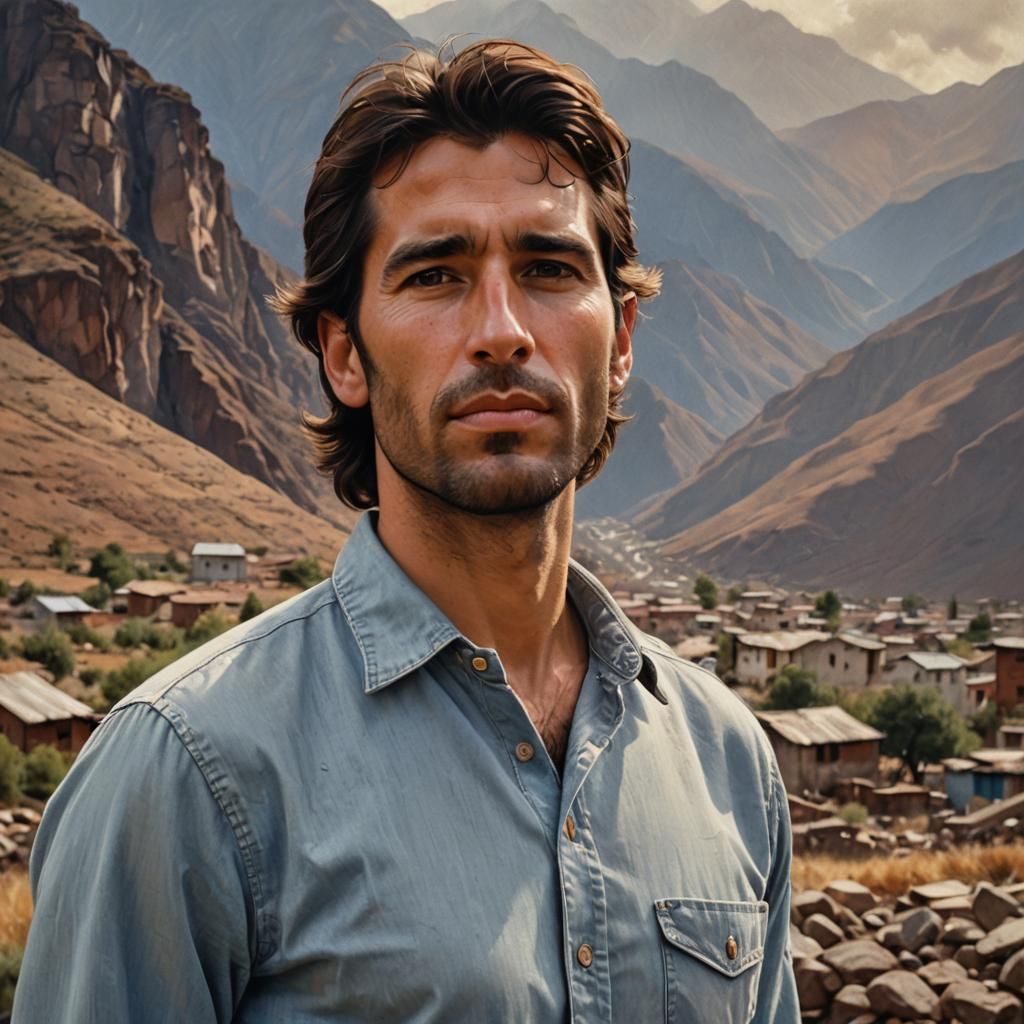 Photorealistic Portrait of a Man in Andes Mountains