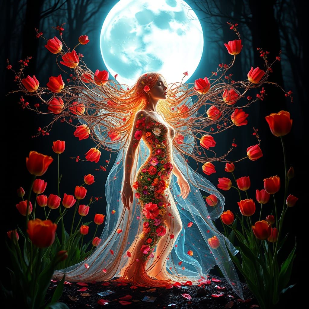 Surreal Flower Goddess Dreamscape Inspired by Klimt