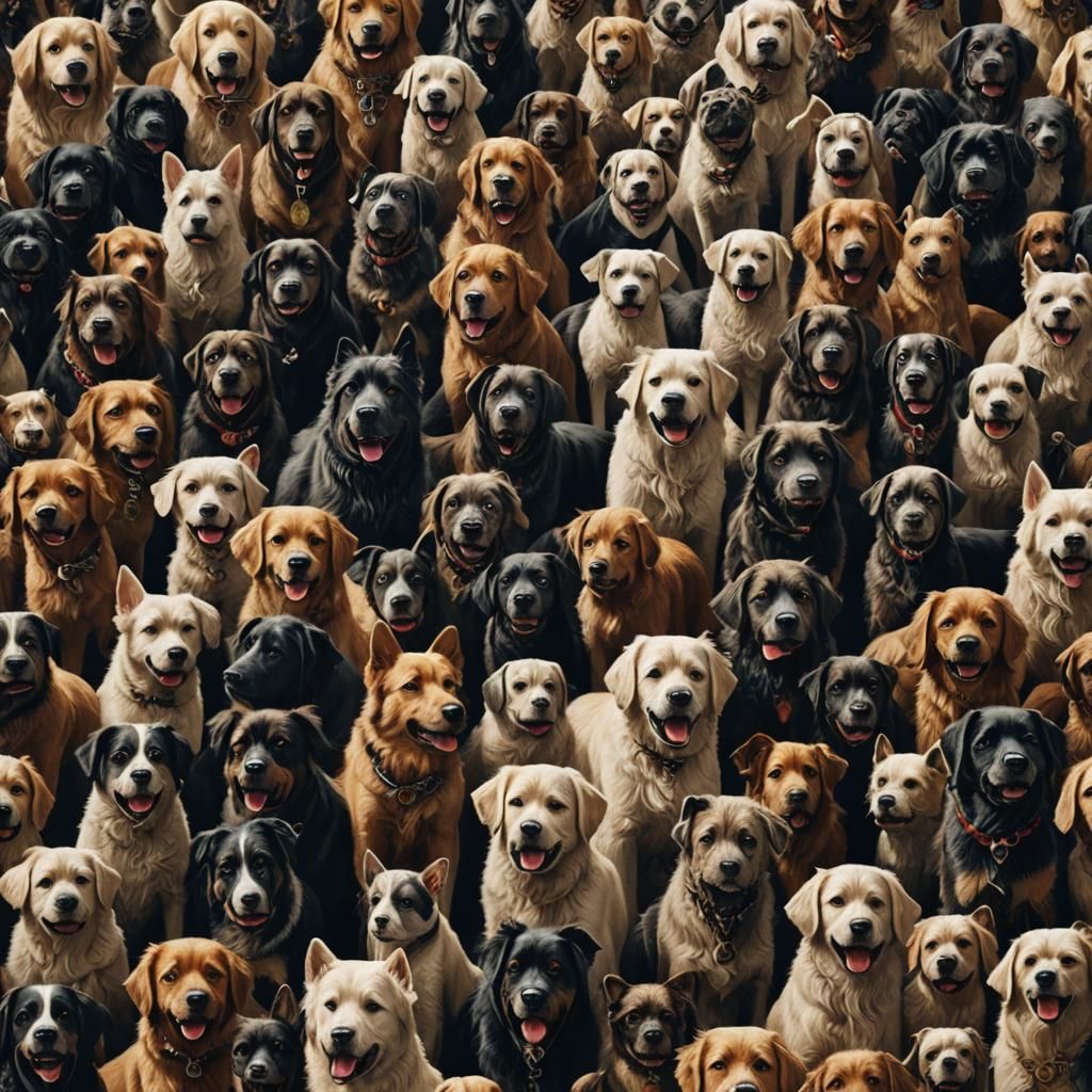 Maximalist Digital Painting of Dogs Everywhere
