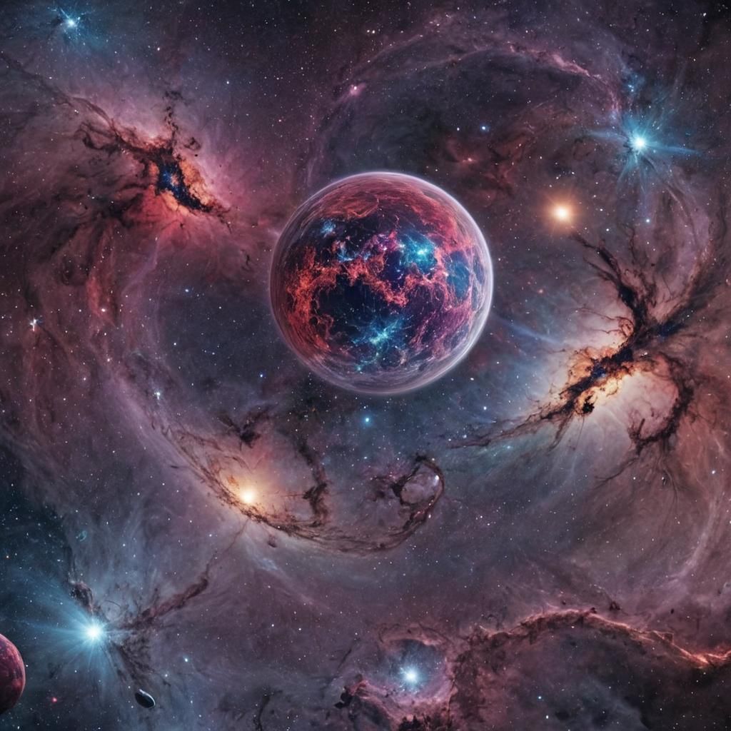 Colorful Galactic Planet in Space