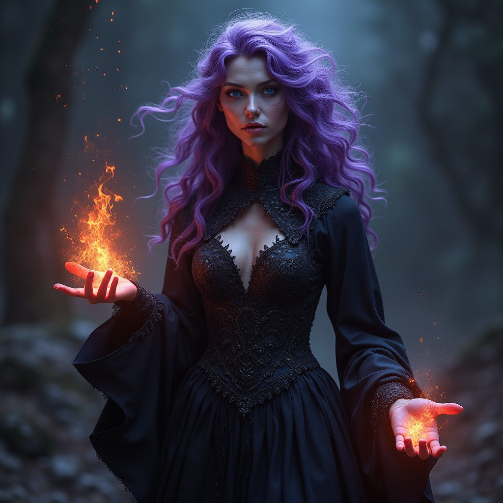 Sinister Sorceress Portrait in Dark Fantasy Style