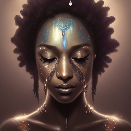 Grieving Goddess Portrait with Crystal Tears